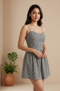 Gingham Mini Dress Black&White Check