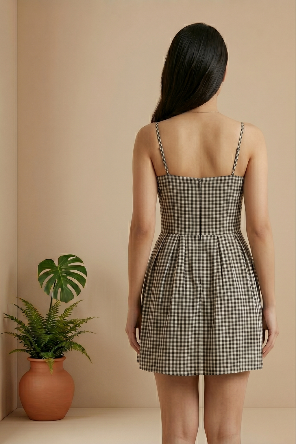 Gingham Mini Dress Black&White Check